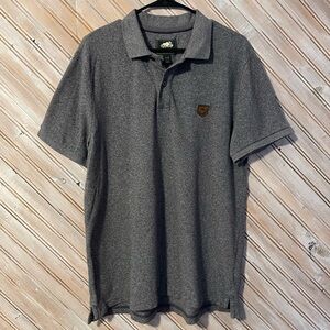 Roots Weathered Grey Polo Shirt Button V Neck Collared Short Sleeve Cuffed
